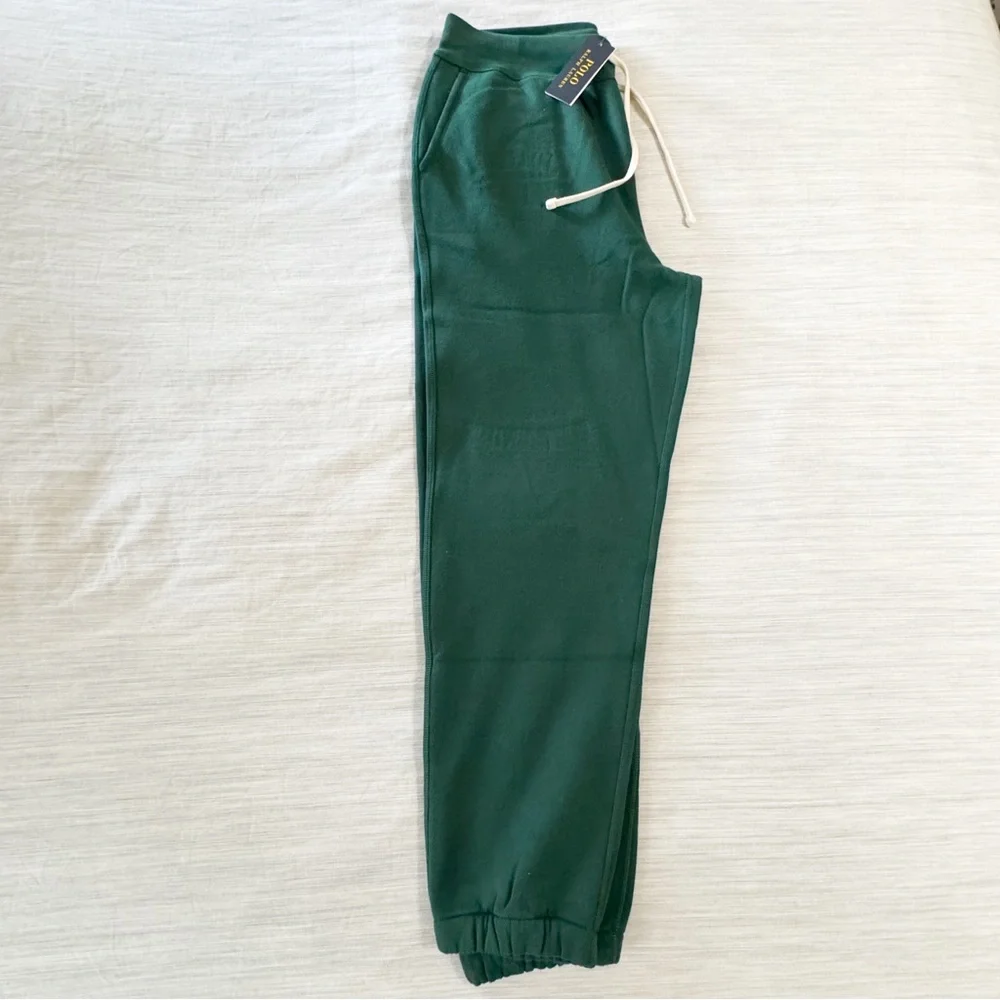 POLO RALPH LAUREN RL Athletic Fleece Sweatpants/Joggers Green Orange Pony - Picture 9 of 14